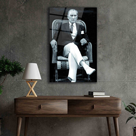 Atatürk Baskılı Cam Tablo 4mm Dayanıklı Temperli Cam..