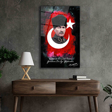 Atatürk Silüet Cam Tablo