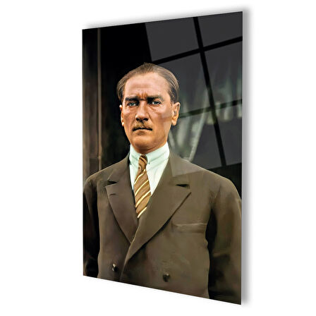 Atatürk Portre Cam Tablo Hediyelik Büyük Tablo Ev Ofis Dekoru