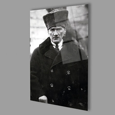 Atatürk Portre Cam Tablo Hediyelik Büyük Tablo Ev Ofis Dekoru