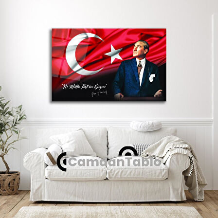 Atatürk ve Bayrak Cam Tablo