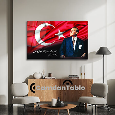 Atatürk ve Bayrak Cam Tablo