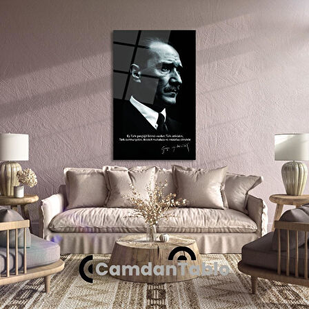Atatürk ve Bayrak Cam Tablo