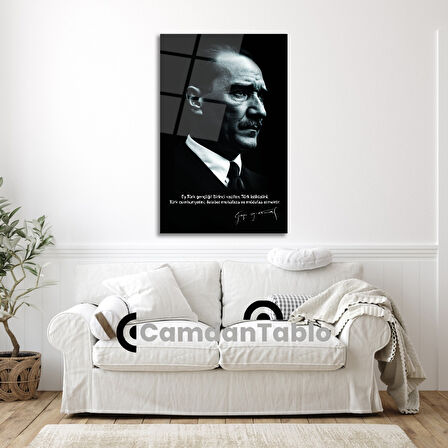 Atatürk ve Bayrak Cam Tablo