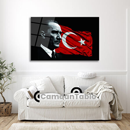 Atatürk ve Bayrak Cam Tablo