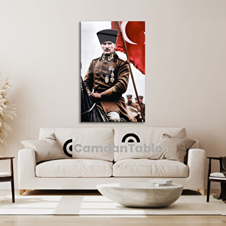 Atatürk ve Bayrak Cam Tablo