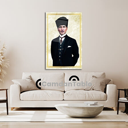 Atatürk ve Bayrak Cam Tablo