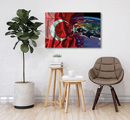 Yıldızların Altında Vatan Temalı Cam Tablo