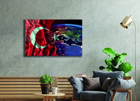 Yıldızların Altında Vatan Temalı Cam Tablo