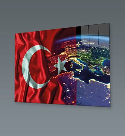 Yıldızların Altında Vatan Temalı Cam Tablo