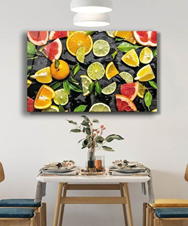 Dilimlenmiş Meyveler Mutfak Cam Tablo 4mm Dayanıklı Temperli Cam Sliced ​​Fruits Kitchen Glass Wall Art