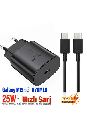 Samsung Galaxy M15 5G Uyumlu Şarj Aleti 25W HIZLI Şarj Type C Kablolu