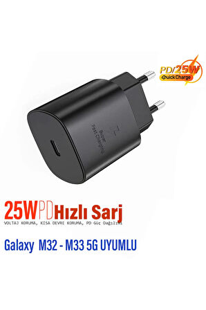 Samsung Galaxy M32 - Galaxy M33 5G Uyumlu Şarj Aleti 25W HIZLI