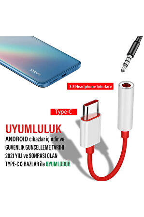 Samsung A33 A34 Uyumlu Kulaklık Girişi Dönüştürcü 3.5 Mm Type C Kulaklık Çevirici Adaptör