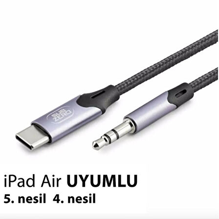iPad Air 5. nesil 4. nesil uyumlu AUX Metal Başlık Kablo Ses Dönüştürücüsü Hasır Type-C Çeviricisi