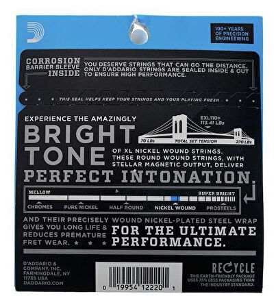 DADDARIO EXL110+ ELEKTRO GİTAR TEL SETİ, XL, 10.5-48, REGULAR LIGHT PLUS