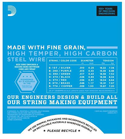 DADDARIO EXL110-7 ELEKTRO GİTAR TEL SETİ, 7 TELLİ, XL, 10-59, NICKEL