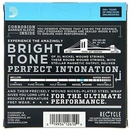 DADDARIO EXL120-3D (3 SET) ELEKTRO GİTAR TEL SETİ, XL, 9-42, SUPER LIGHT