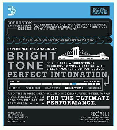 DADDARIO EXL148 ELEKTRO GİTAR TEL SETİ, XL, 12-60,EXTRA HEAVY