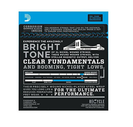 DADDARIO EXL160SL BASS GİTAR TEL SETİ, XL SERİSİ, 50-105, SUPER LONG