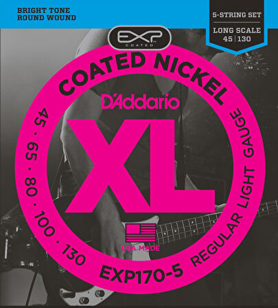 DADDARIO EXP170-5 BASS GİTAR TEL SETİ, 5 TELLİ, 45-130, COATED NICKEL