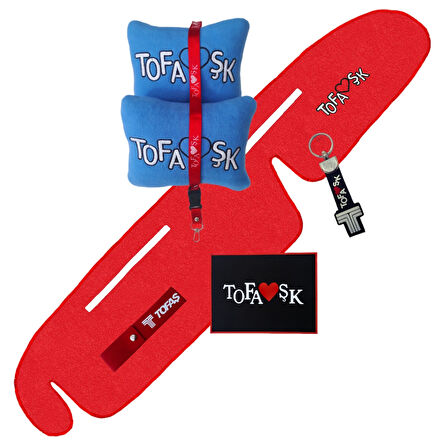 Tofaş Şahin Doğan Kartal Kırmızı Yüksek Torpido Koruma Halısı / Tofaş Mavi Polar Yastık Oto Aksesuar