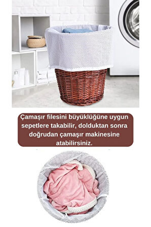 1 Adet İpli Çamaşır Yıkama Filesi, Kirli Temiz Elbise Kıyafet Torbası Asker Üniversite Yurt
