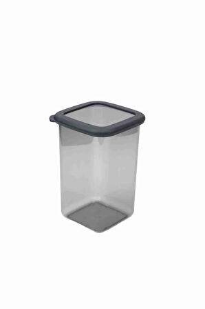 1200 ml Gri Kare Saklama Kabı Silikon Kapak Hava Geçirmez Kuru Baklagil Kahve Bakliyat Makarna Kutu