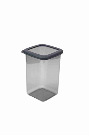 1200 ml Gri Kare Saklama Kabı Silikon Kapak Hava Geçirmez Kuru Baklagil Kahve Bakliyat Makarna Kutu