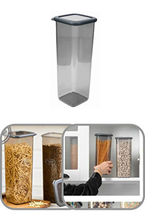 2000 ml Şeffaf Kare Saklama Kabı Silikon Kapak Hava Geçirmez Kuru Baklagil Kahve Bakliyat Makarna