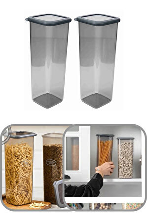 2000 ml Şeffaf Kare Saklama Kabı Silikon Kapak Hava Geçirmez Kuru Baklagil Kahve Bakliyat Makarna