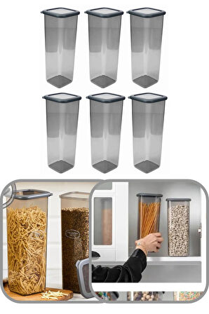 2000 ml Şeffaf Kare Saklama Kabı Silikon Kapak Hava Geçirmez Kuru Baklagil Kahve Bakliyat Makarna