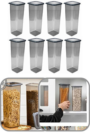 2000 ml Şeffaf Kare Saklama Kabı Silikon Kapak Hava Geçirmez Kuru Baklagil Kahve Bakliyat Makarna