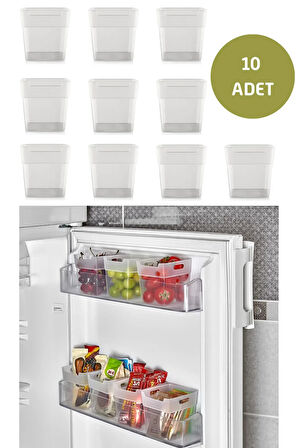 10 Adet Buzdolabı Kapak İçi Raf Organizeri, Banyo Kozmetik Düzenleyici Kap Çok Amaçlı Mini Kutu Seti