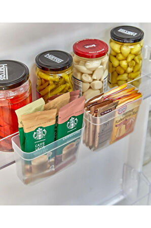 4 Adet Asılabilir Buzdolabı Kapak İçi Raf Organizeri, Çok Amaçlı Mini Kutu Seti Askılı Kap