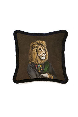 Mr. Lion Kadife Yastık/Kırlent (Dolgu Boncuk Elyaf Uluslararası Yıkama Ve Solmama Sertifikası)