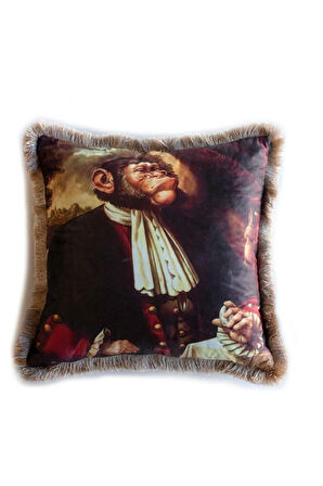 Mr. Monkey Kadife Yastık/Kırlent (Dolgu Boncuk Elyaf Uluslararası Yıkama Ve Solmama Sertifikası)