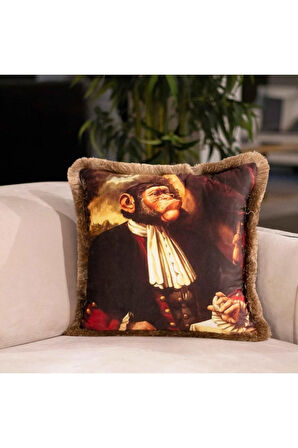 Mr. Monkey Kadife Yastık/Kırlent (Dolgu Boncuk Elyaf Uluslararası Yıkama Ve Solmama Sertifikası)