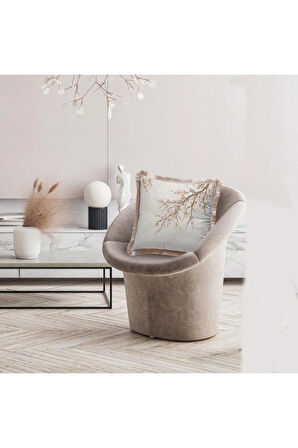 Gold Mini Flowers Kadife Yastık (Dolgu Boncuk Elyaf, Uluslararası Yıkama Ve Solmama Sertifikası)