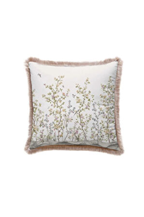 İnce Yapraklı Mini Çiçekler Yastık (Dolgu Boncuk Elyaf, Uluslararası Yıkama Ve Solmama Sertifikası)