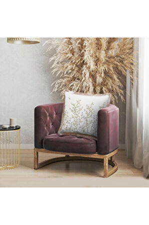 İnce Yapraklı Mini Çiçekler Yastık (Dolgu Boncuk Elyaf, Uluslararası Yıkama Ve Solmama Sertifikası)