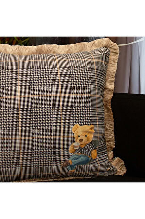 Picniker Teddy 3 Kadife Yastık/Kırlent (Dolgu Boncuk Elyaf, Ulusl. Yıkama Ve Solmama Sertifikası)