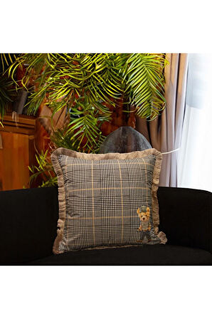 Şık Teddy Yastık/Kırlent (Dolgu Boncuk Elyaf, Ulusl. Yıkama Ve Solmama Sertifikası)