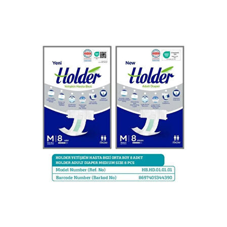 Holder Medium Yetişkin Hasta Bezi - 8 Adet