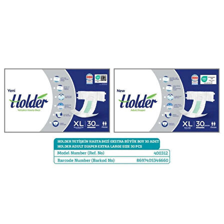 Holder Yetişkin Hasta Bezi - 30 Adet