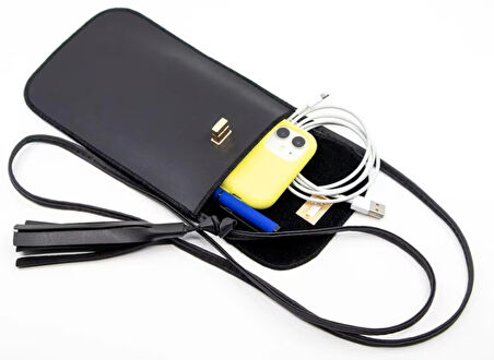 PAİ SİYAH EYCH LAİLA Kadın Telefon Çantası – Kartlık Bölmeli, Minimalist ve Şık Tasarım