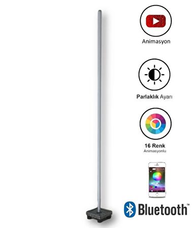 RGB Led Lambader 150cm. Bluetooth Kontrollü