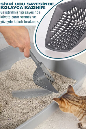 Küçük Delikli Kedi Kumu Eleme Küreği, Ince Taneli Dar Aralıklı Pet Tuvalet Temizleme Eleği Süzgeç