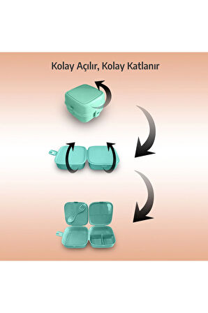 Bölmeli Beslenme Kutusu, Çocuk Kahvaltı Saklama Kabı, Öğrenci Okul Piknik Kamp Yemek Koyma Çantası