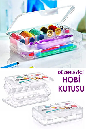 Şeffaf Plastik Bölmeli Çift Taraflı Hobi Dikiş Iğne Kutusu Arduino Balıkçı Malzeme Saklama Organizer
